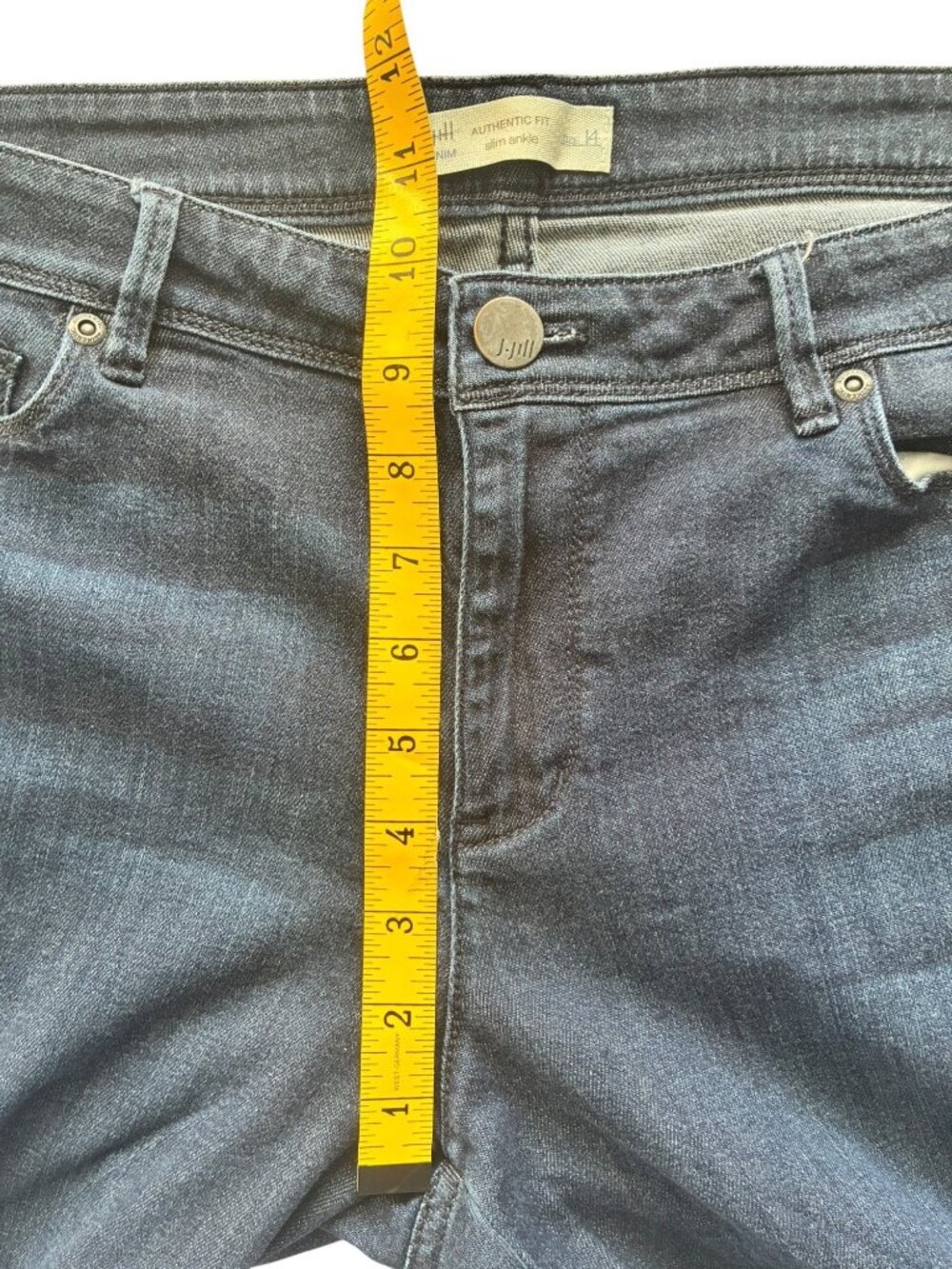 J Jill Denim Authentic Fit Slim Ankle Jeans Floral Embroidered Size 14 Blue - Picture 10 of 14